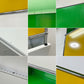 USMハラー USM Haller モジュラーファニチャー キャビネット シェルフ 1列5段 ドロップダウンドア×2 USMグリーン ゴールデンイエロー ピュアホワイト スイス 鍵付き ●