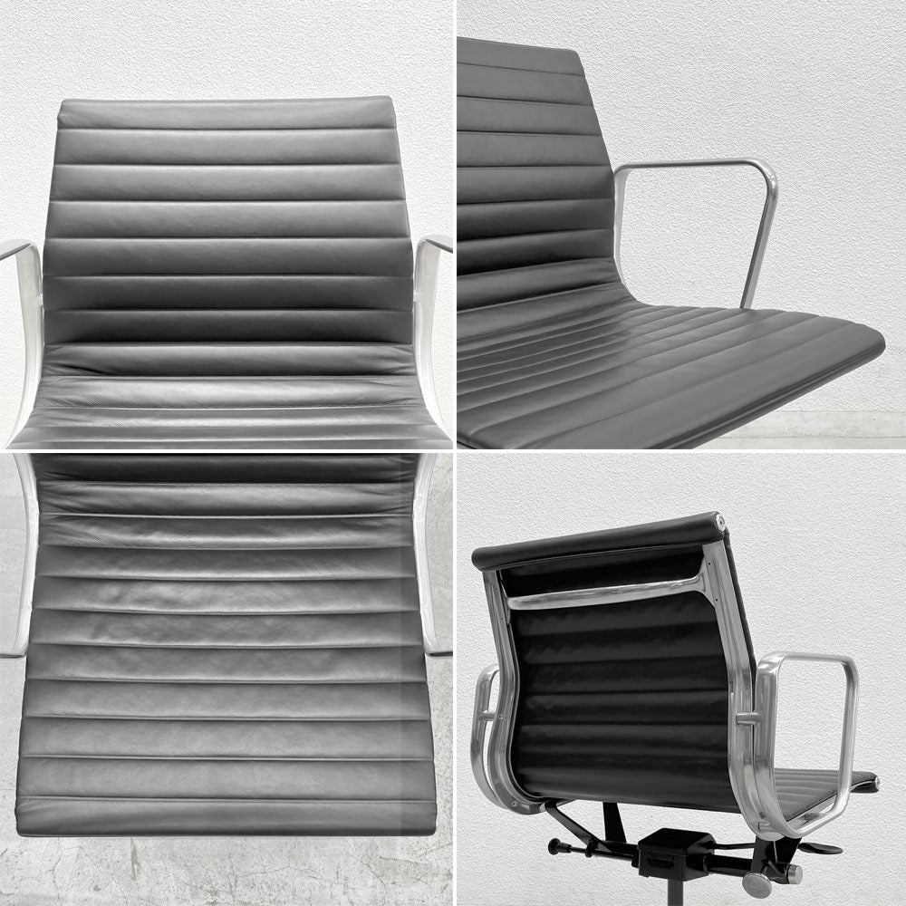ハーマンミラー Herman Miller イームズアルミナムグループチェア マネージメントチェア アルミバフベース ガス圧昇降仕様 5本脚 キャスタータイプ 本革 イームズ 〓