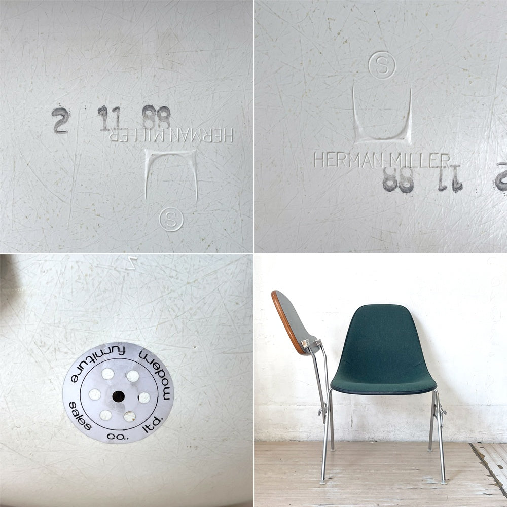 ハーマンミラー Herman Miller サイドシェルチェア セカンド 2nd ビンテージ アプホルスター スクールベース スタッキングベース 肘掛けテーブル付 イームズ ミッドセンチュリー G ★