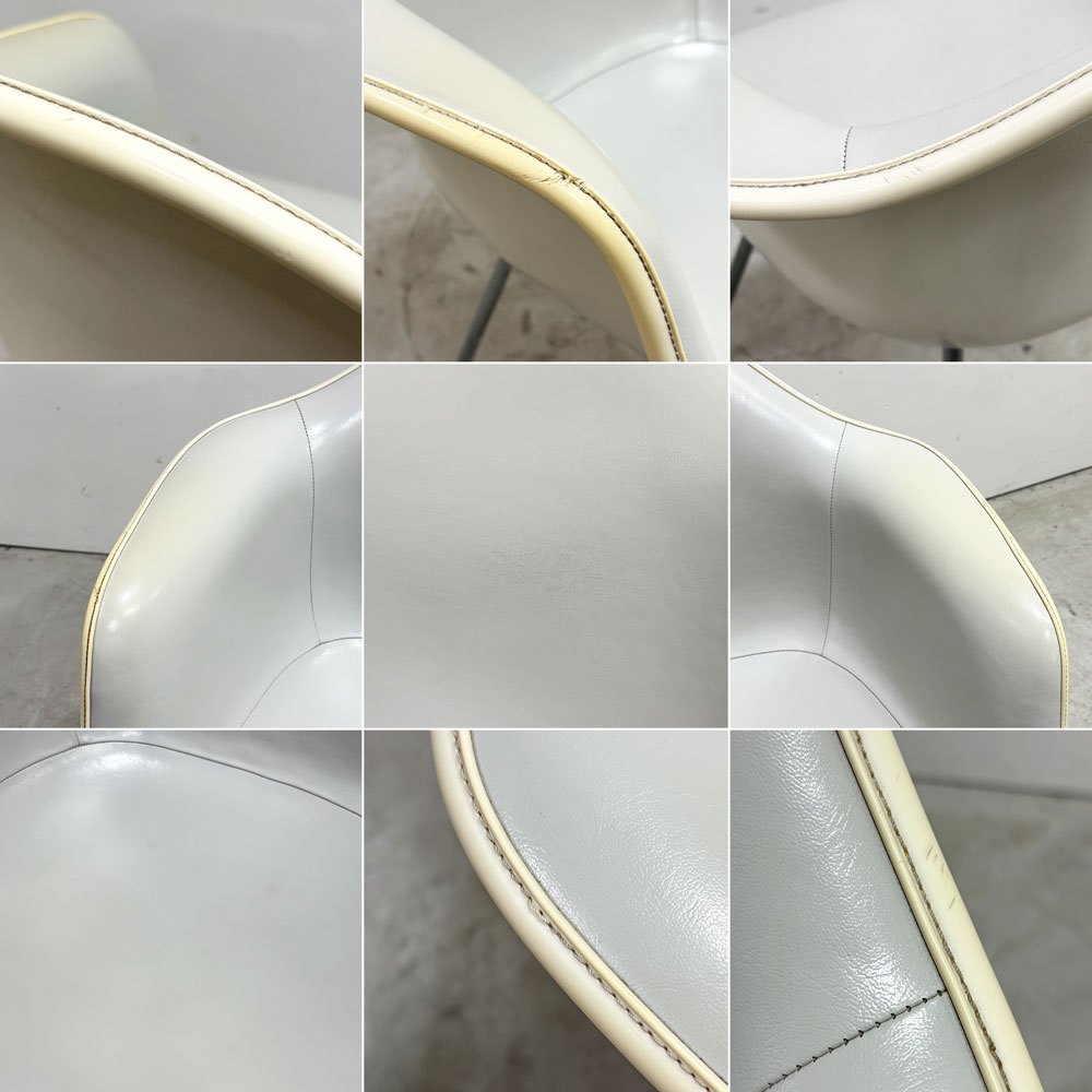 ハーマンミラー Herman Miller アームシェルチェア 2nd ビンテージ FRP製 PVCレザー グレー Hベース C&R イームズ ミッドセンチュリー ●