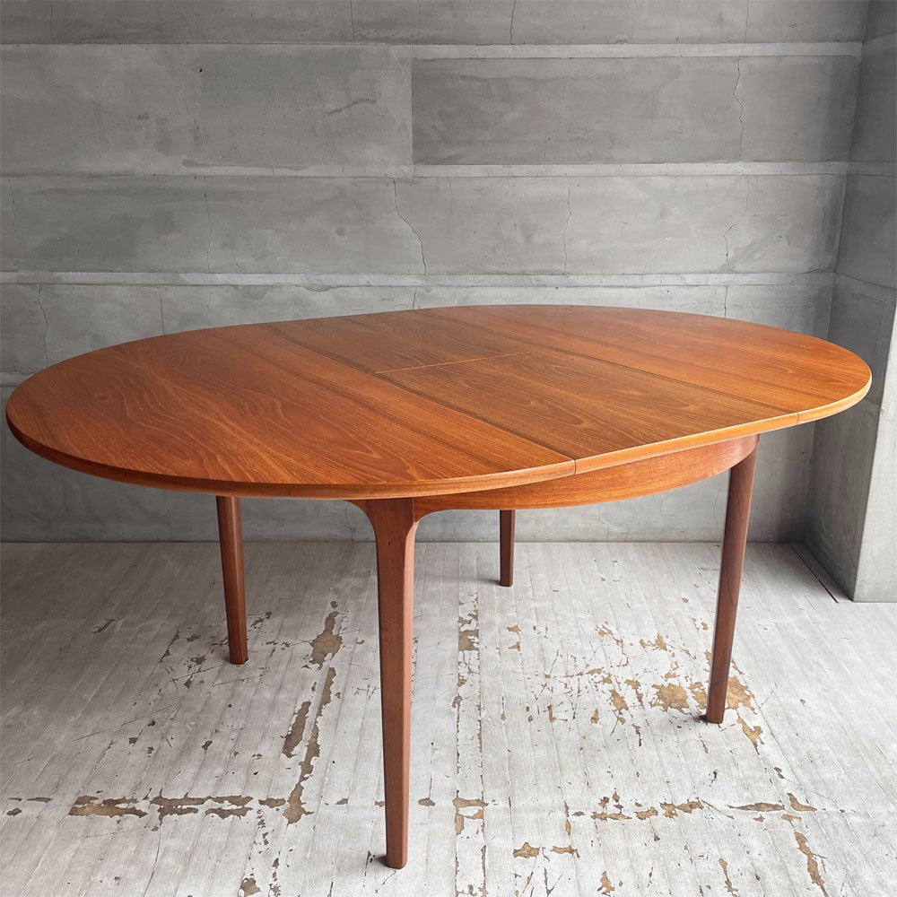 ネイサンファニチャー NATHAN Furniture チーク材 エクステンション ダイニングテーブル 伸長式 ラウンド オーバル 英国家具 UKビンテージ ♪