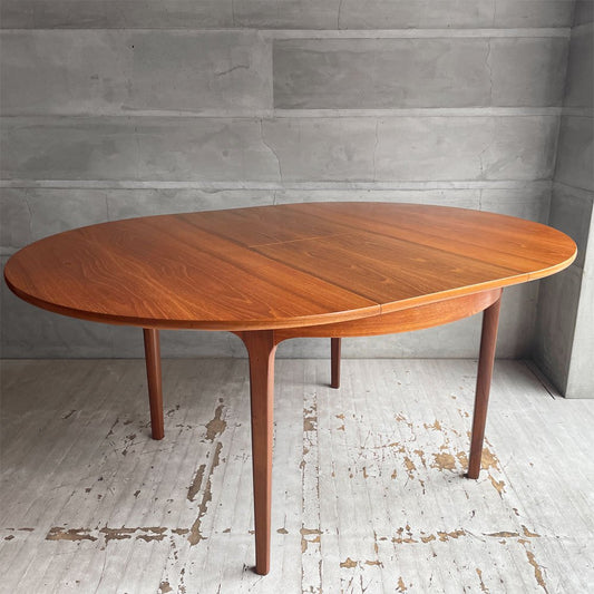 ネイサンファニチャー NATHAN Furniture チーク材 エクステンション ダイニングテーブル 伸長式 ラウンド オーバル 英国家具 UKビンテージ ♪