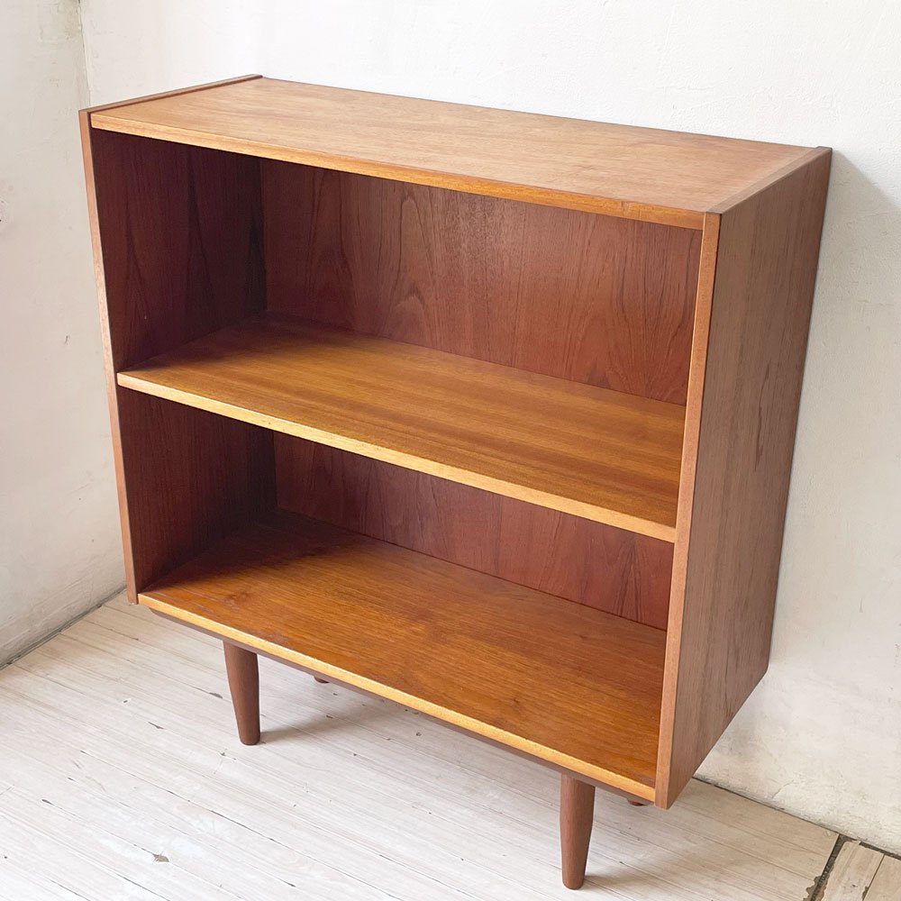 北欧ビンテージ Scandinabian Vintage チーク材 1列2段 ブックシェルフ サイドシェルフ 店舗什器 北欧家具 ★