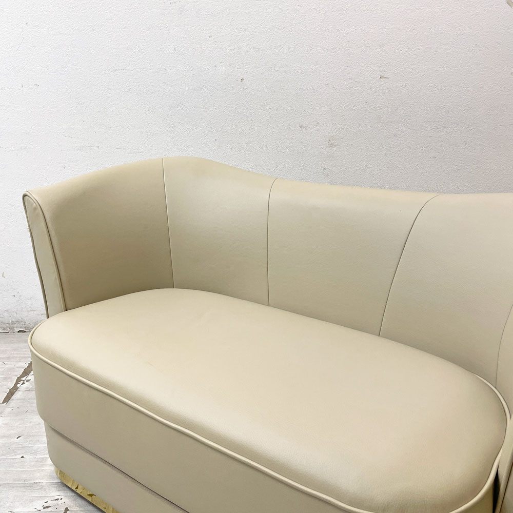 フランフラン Francfranc アンクレットソファ ANKLET SOFA 2P 合成皮革 ベージュ クラシカルデザイン ●