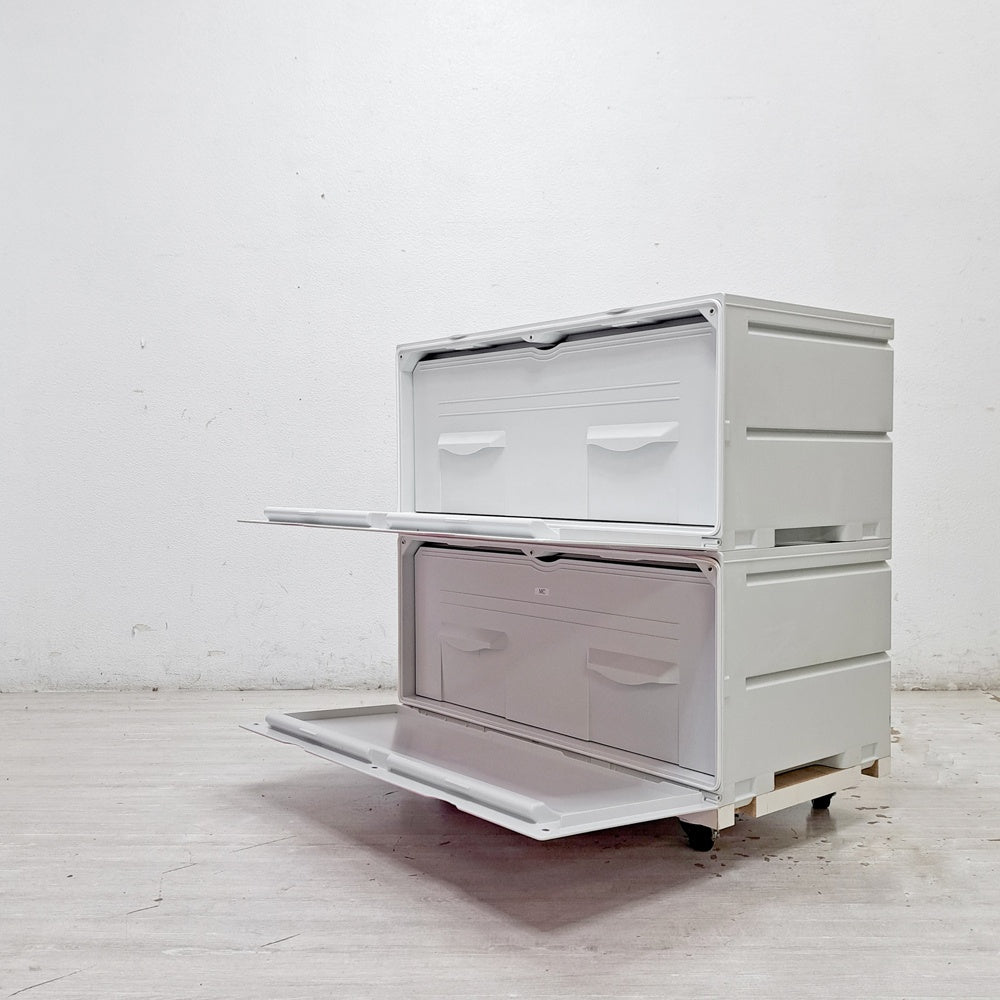 タッパーウェア Tupperware スーパーチェスト ワイド Super chest Wide 引出1段 ピンク 2段セット 専用カート付 ●