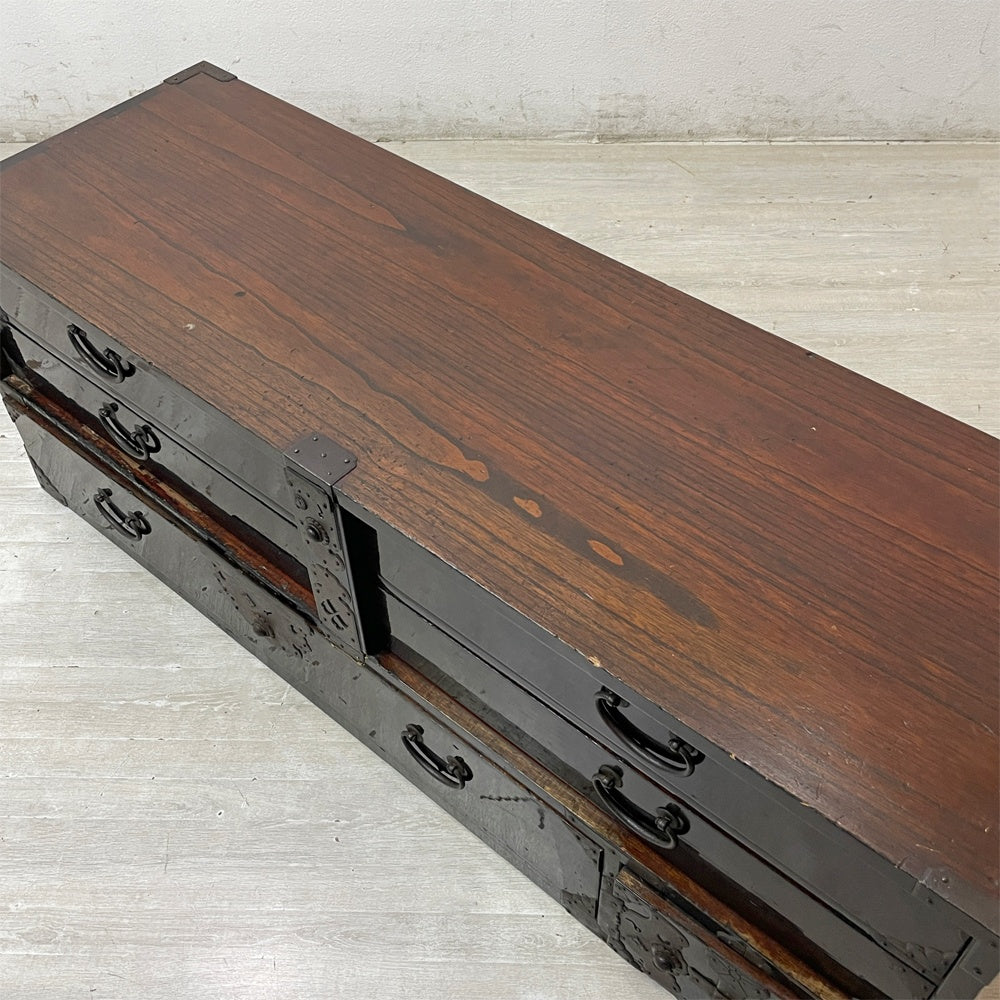 庄内 棒箪笥 刀箪笥 時代箪笥 抽斗3杯 古家具 和家具 ジャパンビンテージ Japan Vintage ●