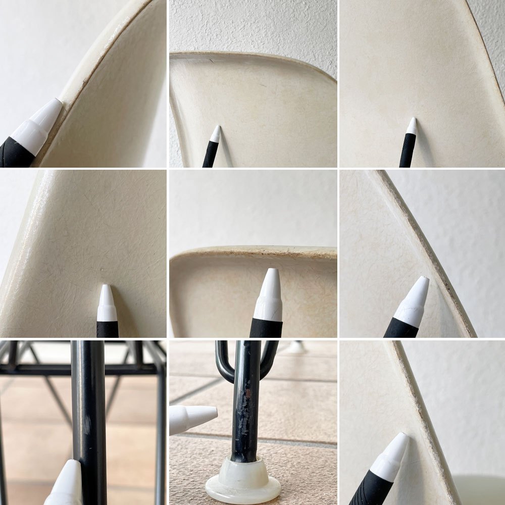 ハーマンミラー Herman Miller サイドシェルチェア セカンド 2nd ビンテージ FRP製 パーチメント エッフェルベース C&R イームズ ミッドセンチュリー ◇