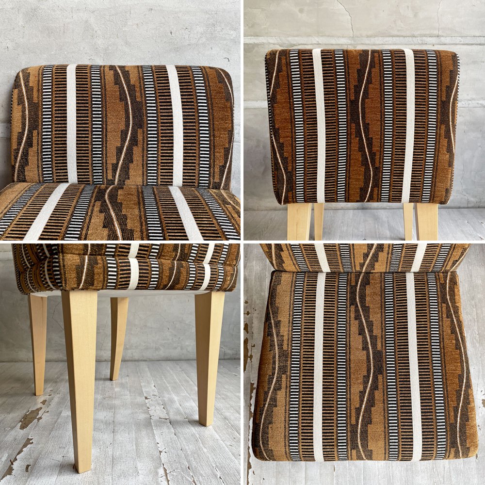 イデー IDEE ローバックチェア LOW BACK CHAIR ダイニングチェア メープル材 ミッドセンチュリーテイスト 受注生産品 廃番生地 希少 ♪