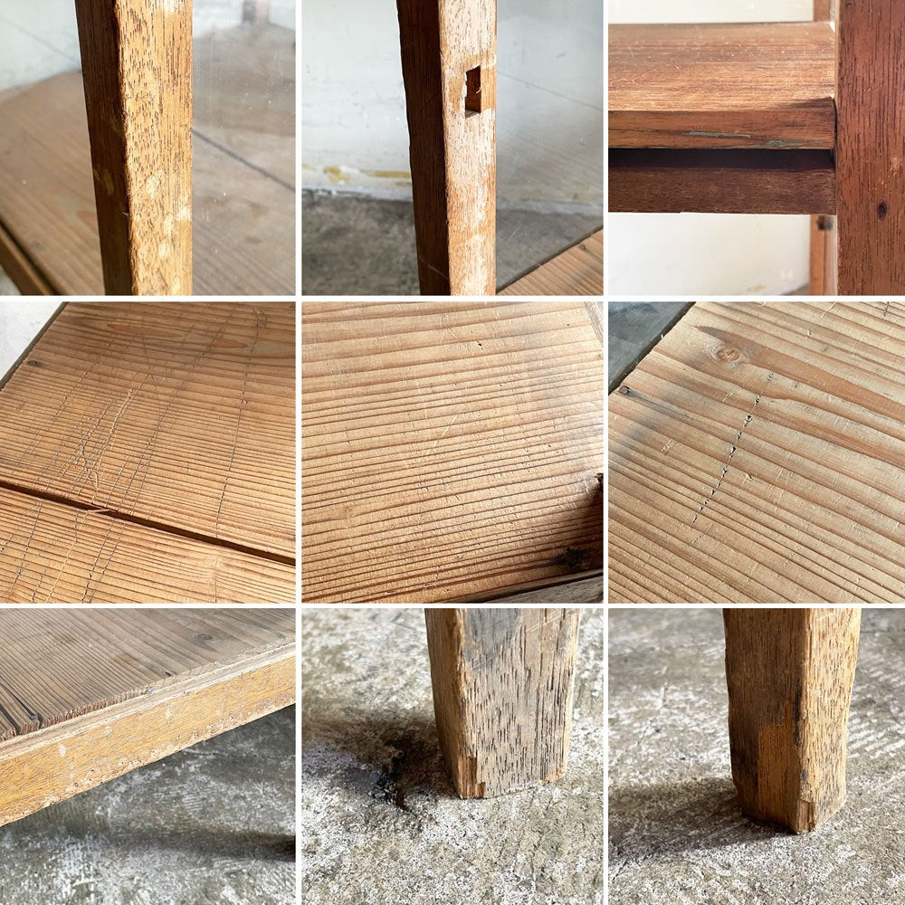 ジャパンビンテージ Japan Vintage 古い木味のガラスショーケース ディスプレイラック サイドケース 古家具 ■