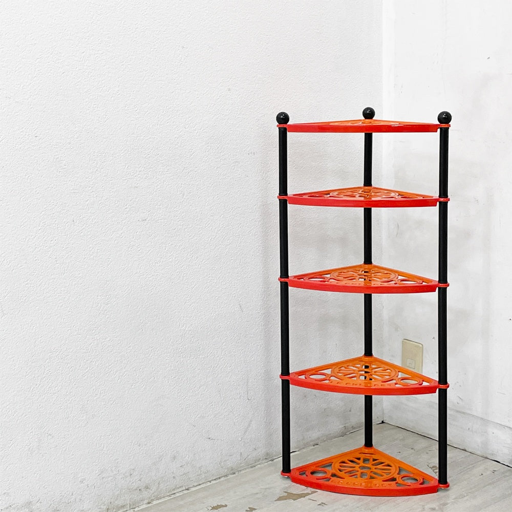 ルクルーゼ LE CREUSET ポットスタンド 5段 オレンジ ホーロー 鋳物 フランス 廃番 箱付き ●