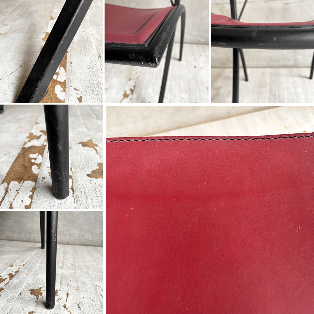 カッテラン Cattelan Italia ベラ BELLA フォールディングチェア スチール×レザー レッド ポストモダンデザイン ♪