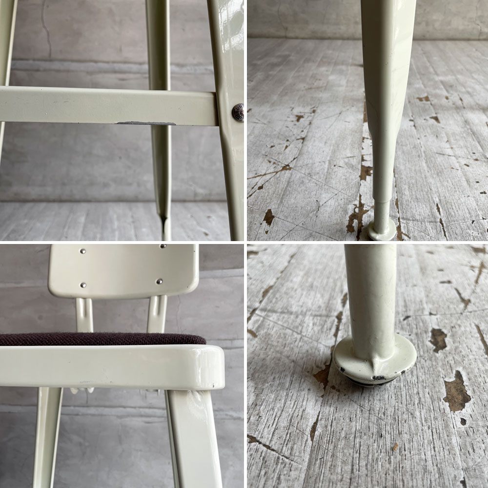 ダルトン DULTON スタンダードバーチェア Standard bar chair ハイチェア アイボリー スチール×ファブリック USビンテージスタイル 座面張替え済 参考定価¥28,600- B♪
