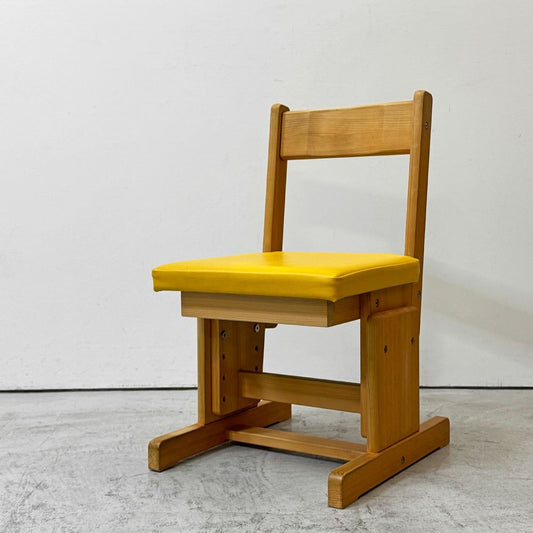 キシル XYL 2本脚 チェア pop 学習椅子 国産檜無垢材 PVCレザー ひまわり 座面高さ調節 ナチュラル シンプル ●