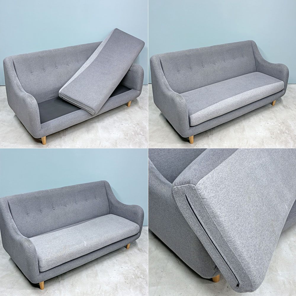 IDC大塚家具 OTSUKA ベッディ 2.5人掛けソファ w168cm リバーシブル グレー 廃番 現状品 ◎