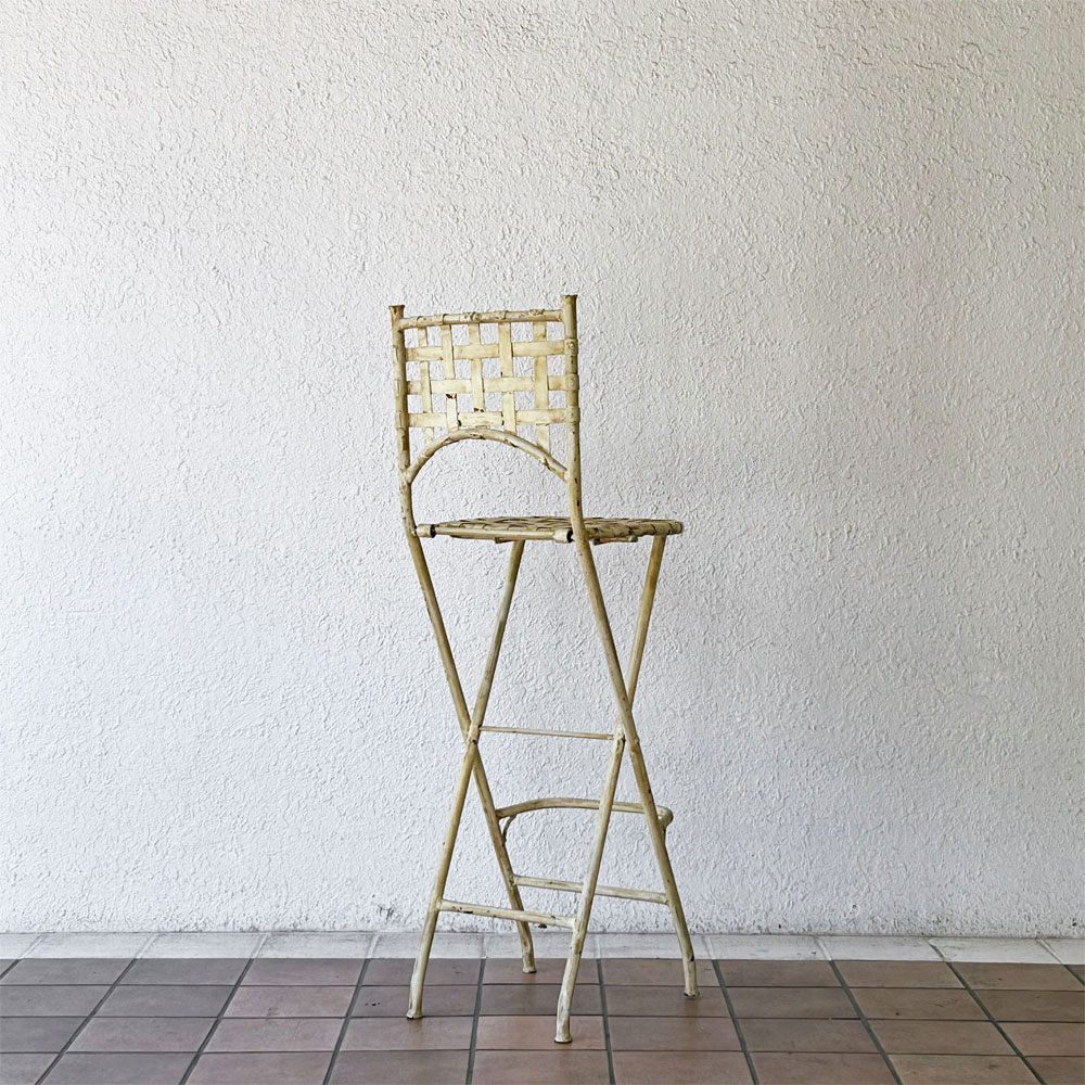 ビンテージ Vintage アイアン カウンターチェア ハイスツール フォールディング 折り畳み フレンチスタイル 屋外使用可 ◇
