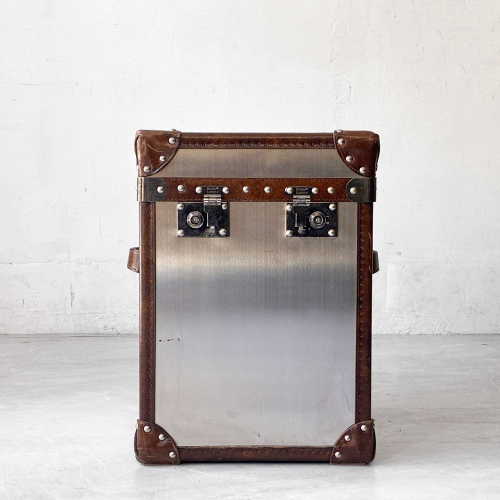 ハロ HALO パリス PARIS トランク TRUNK ブラッシュドスチール サイドテーブル チェスト 英国家具 廃番 定価￥97,900- ★