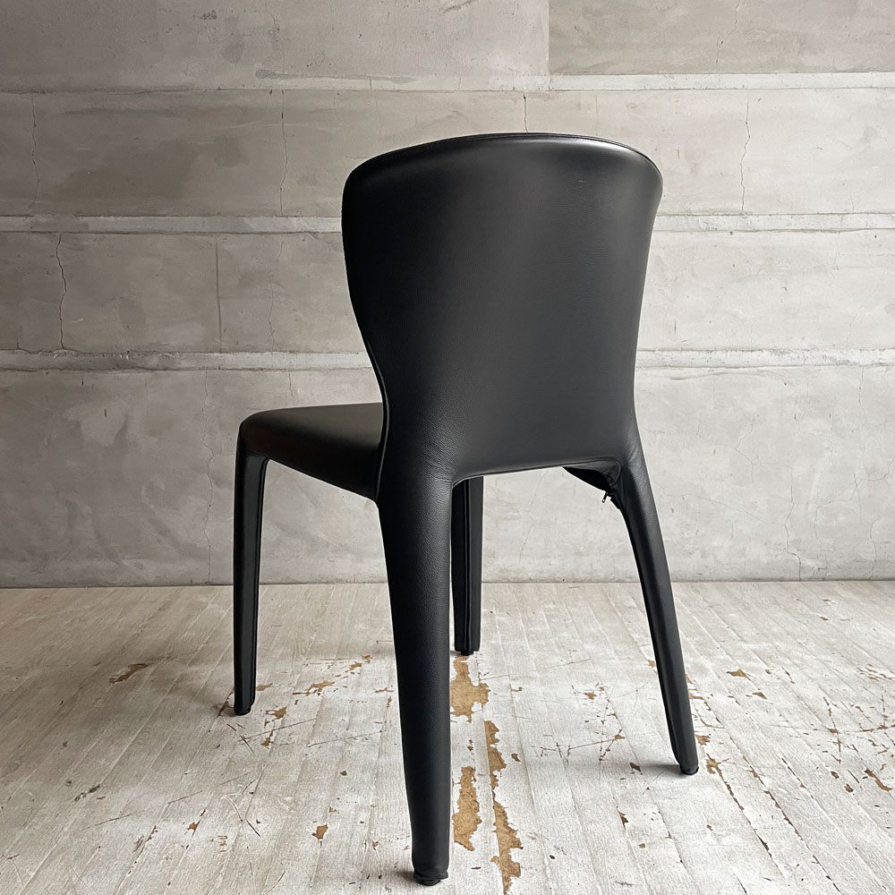 カッシーナ Cassina オラ 369 HOLA アームレスチェア ダイニングチェア 本革 ブラックレザー ハンス・ウェッツスタイン イタリア 定価￥418,000- ♪