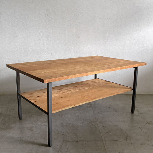 スクエアファニチャー SQUARE FURNITURE オーク 無垢材 ワーキングテーブル 作業台 W180cm スチール脚 シェルフ付き インダストリアル 店舗什器 A 〓