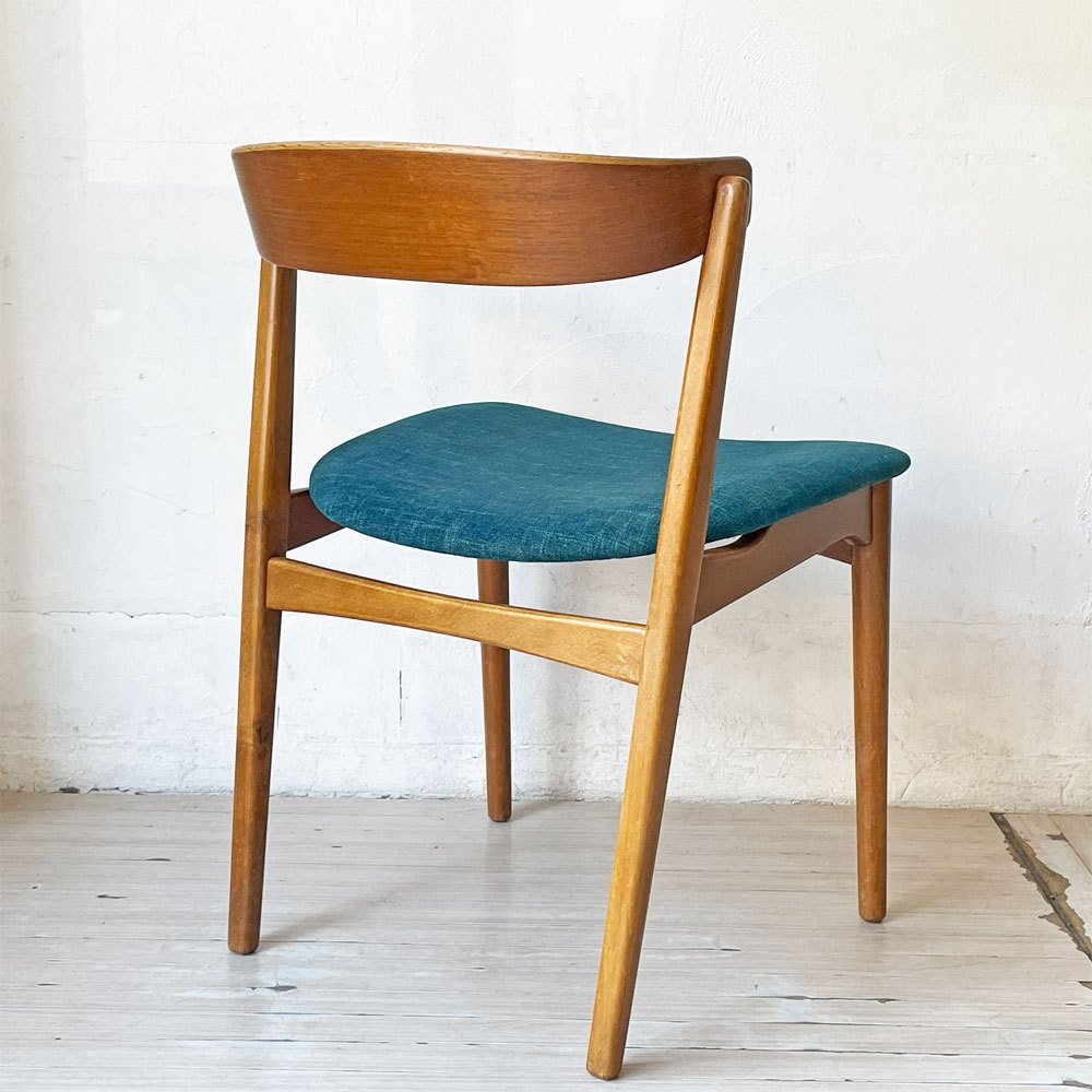 デンマークビンテージ Danish Vintage チーク材 ダイニングチェア ハーフアーム プライウッド ファブリック 北欧家具 B ★
