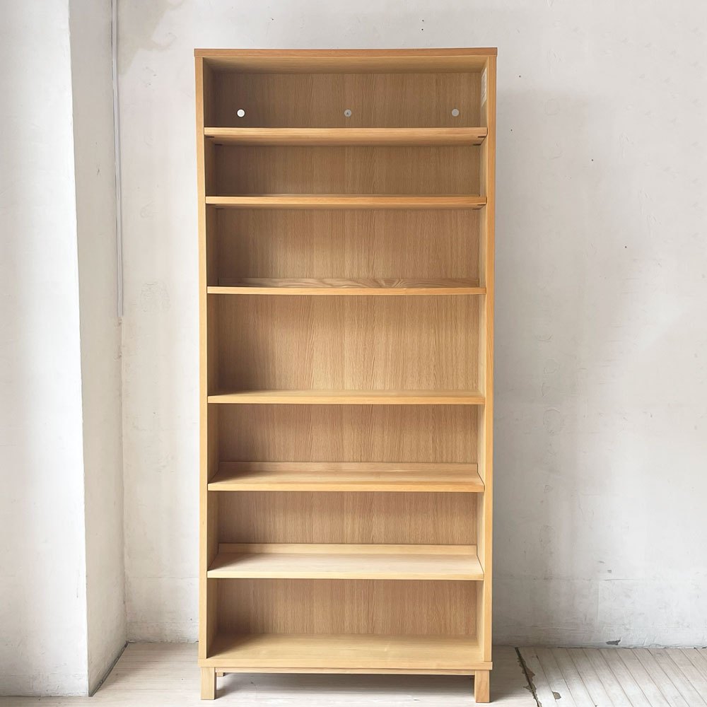 無印良品 MUJI オーク材 薄型ラック ワイド大 6段 本棚 ブックシェルフ 廃番 参考定価24,900円 ★