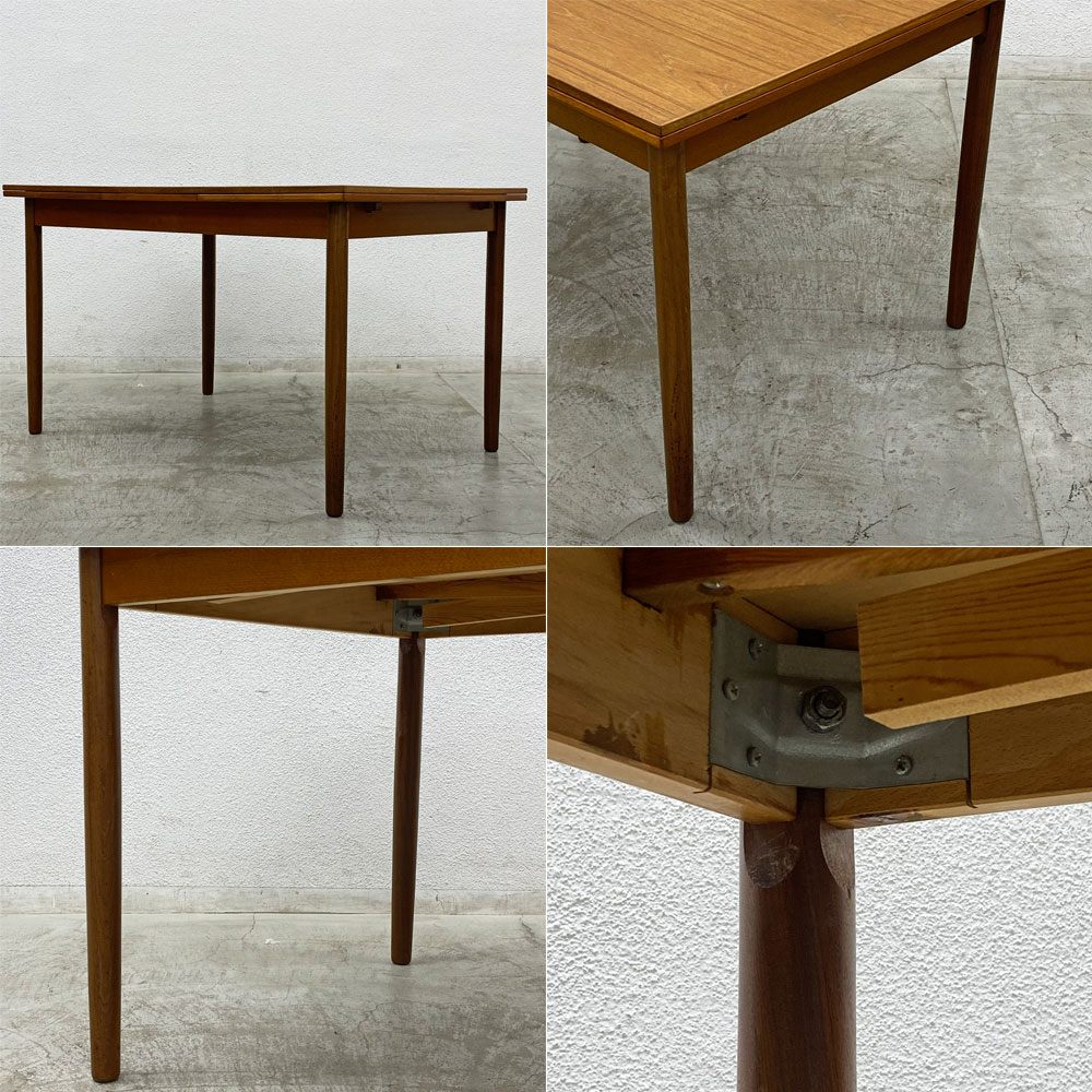 北欧ビンテージ チーク材 ドローリーフ ダイニングテーブル エクステンション 伸長式 W123～209cm デンマーク Danish Vintage ◎