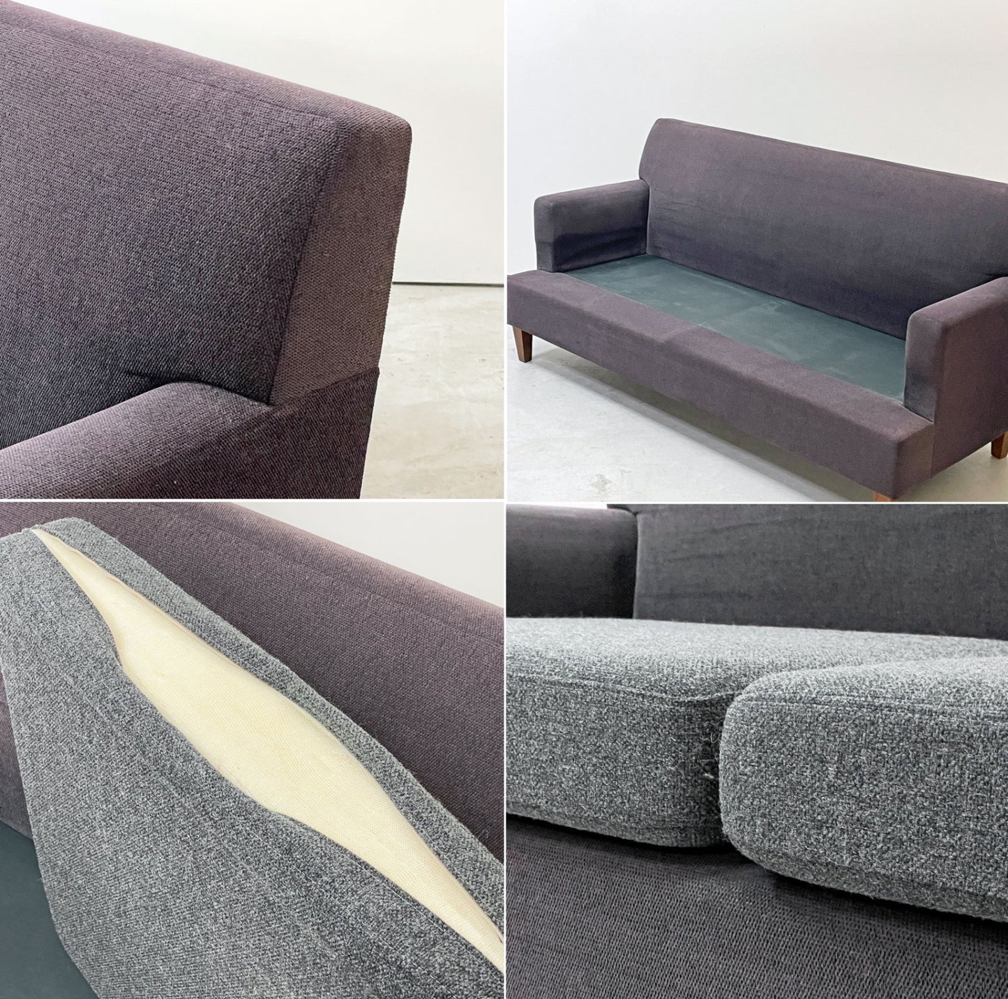 パシフィックファニチャーサービス Pacific Furniture Service P.F.S スタンダードA STANDARD A 2シーターソファ 2Pソファ パープル × グレー 座面張替品 ●