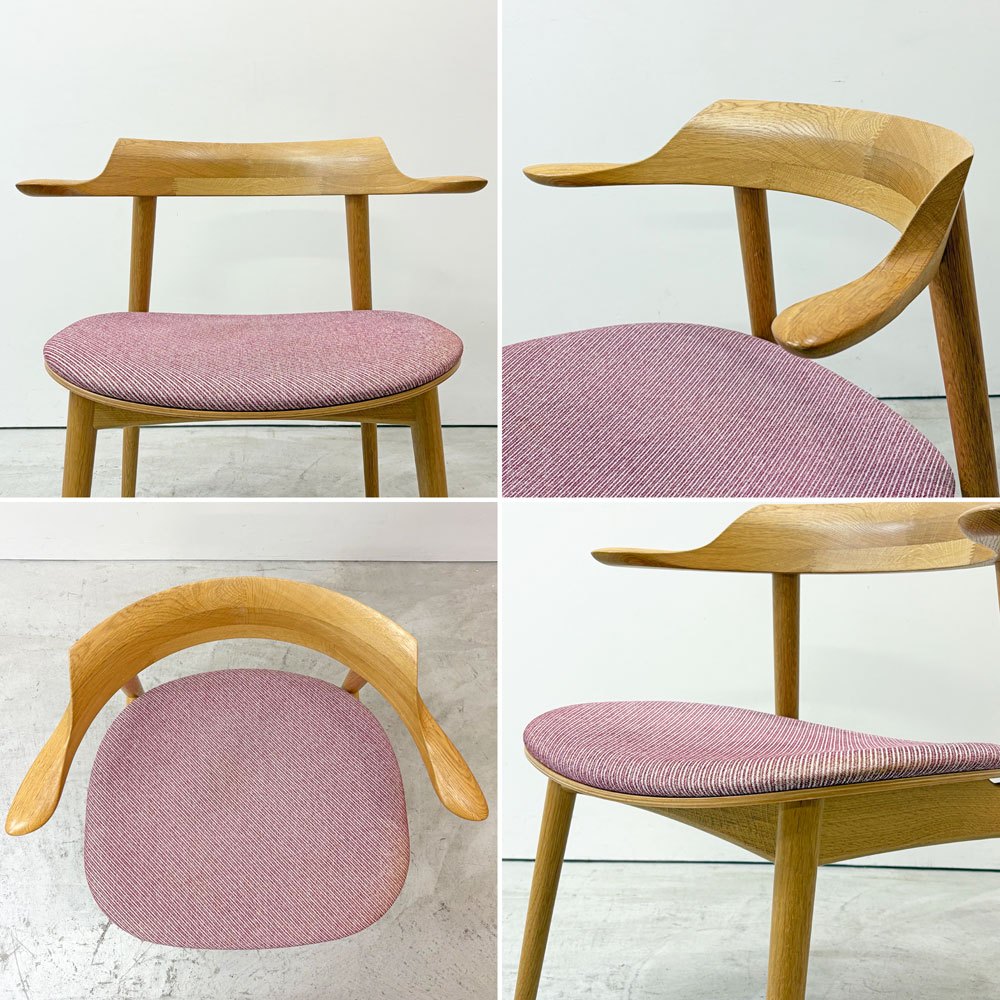 キタニ Kitani マリリン Marylin IE-01 アームチェア ダイニングチェア ハーフアーム オーク材 プライウッド ファブリック ピンクカラー 岩倉榮利 ●