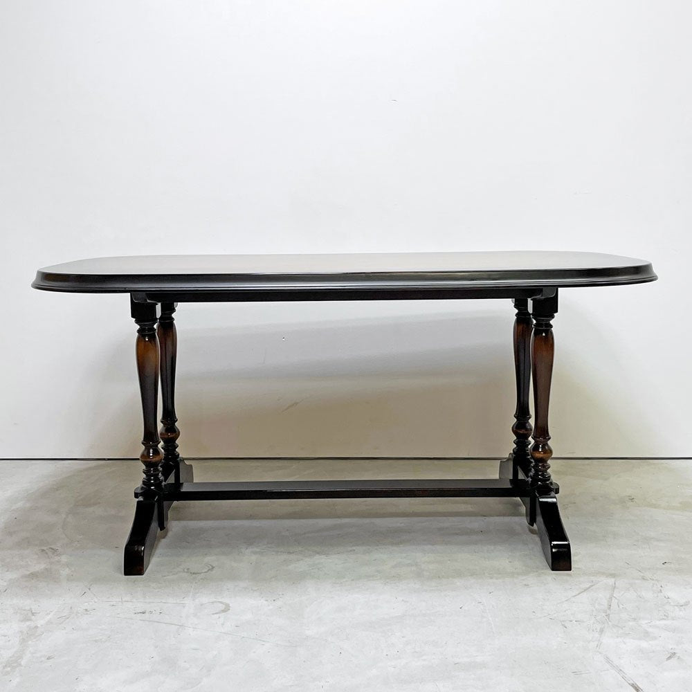 飛騨産業 HIDA ダイニングテーブル 木製 ダークブラウン W145cm クラシカルデザイン レトロ家具 ●