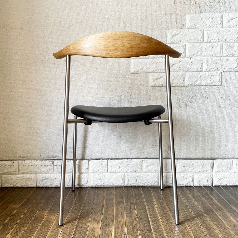 カールハンセン＆サン Carl Hansen & Son CH88P ダイニングチェア オーク材 本革 ブラックレザー ステンレスレッグ ハンス・J・ウェグナー 北欧家具 ◎
