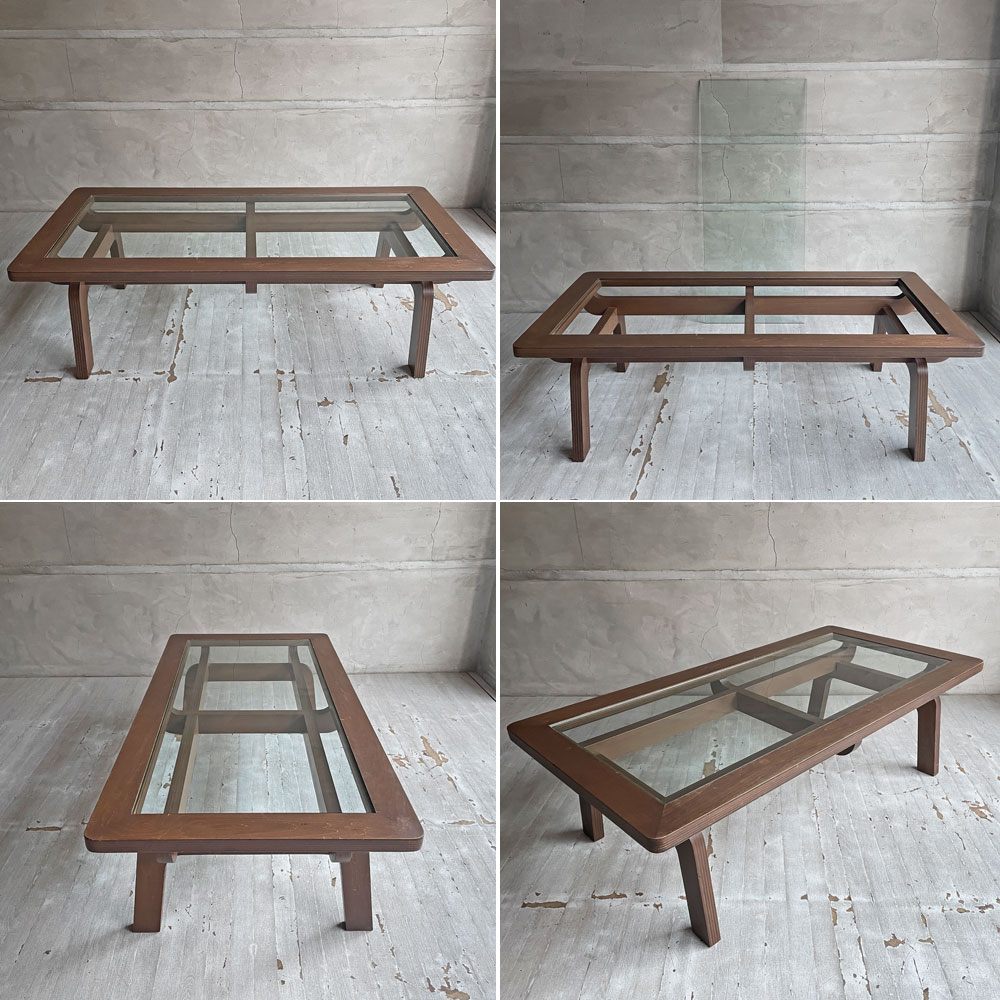 グラフ graf ナラティヴ Narrative サブロク 3/6 コーヒーテーブル ワイド  Coffee Table Wide w120cm ブラウン ガラス天板 ローテーブル シナ材 定価¥176,000- ♪