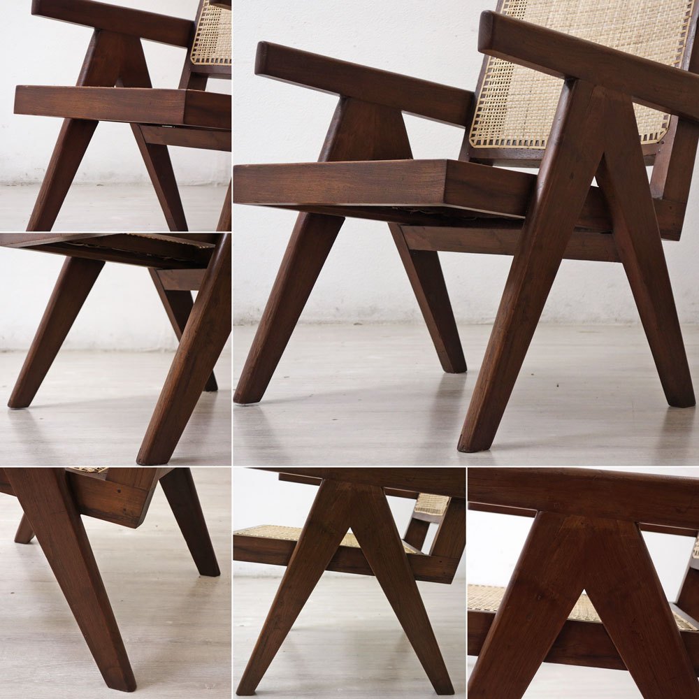 ピエールジャンヌレ Pierre Jeanneret イージーチェア Easy Chair チーク無垢材 チャンディーガル 60`s ビンテージ A ●