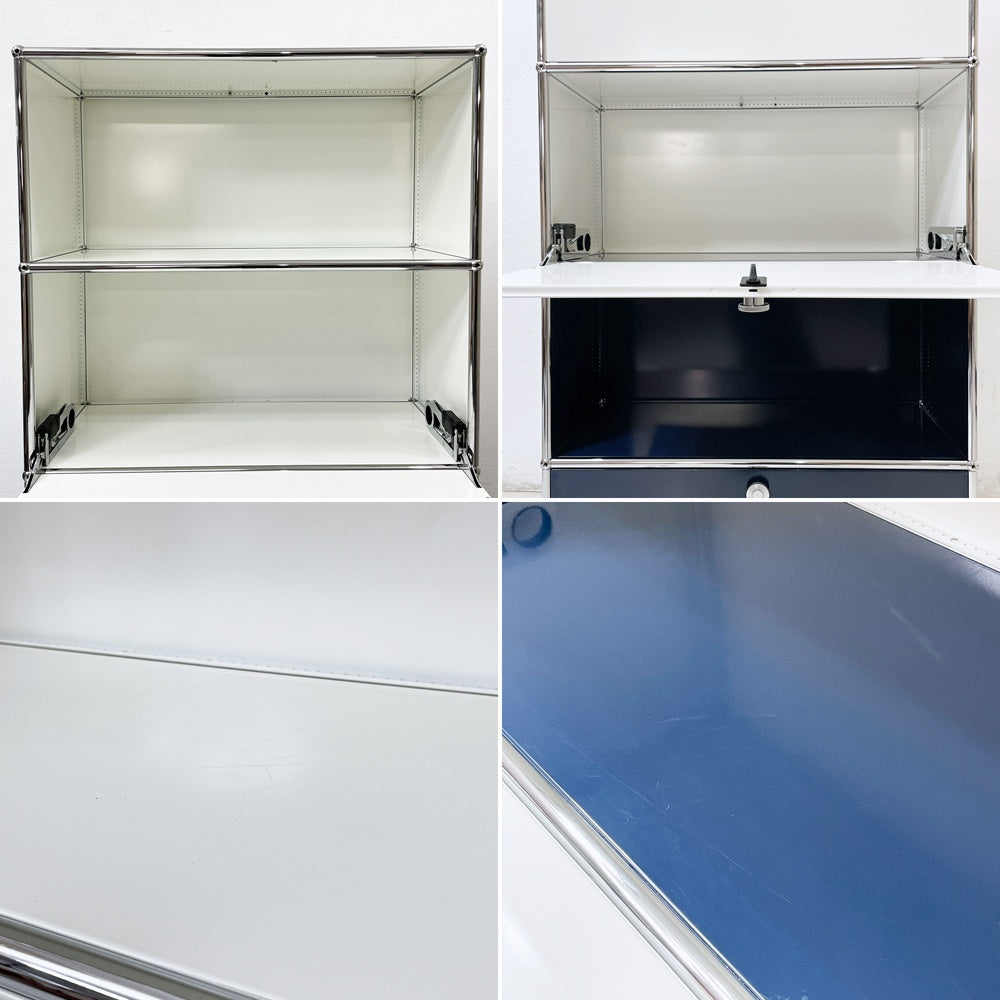 ユーエスエムハラー USMハラー USM Haller モジュラーファニチャー キャビネット シェルフ 1列5段 W77×D37cm ドロップダウンドア×2 エクステンションドア×1 メタルボックスインサート付 ●