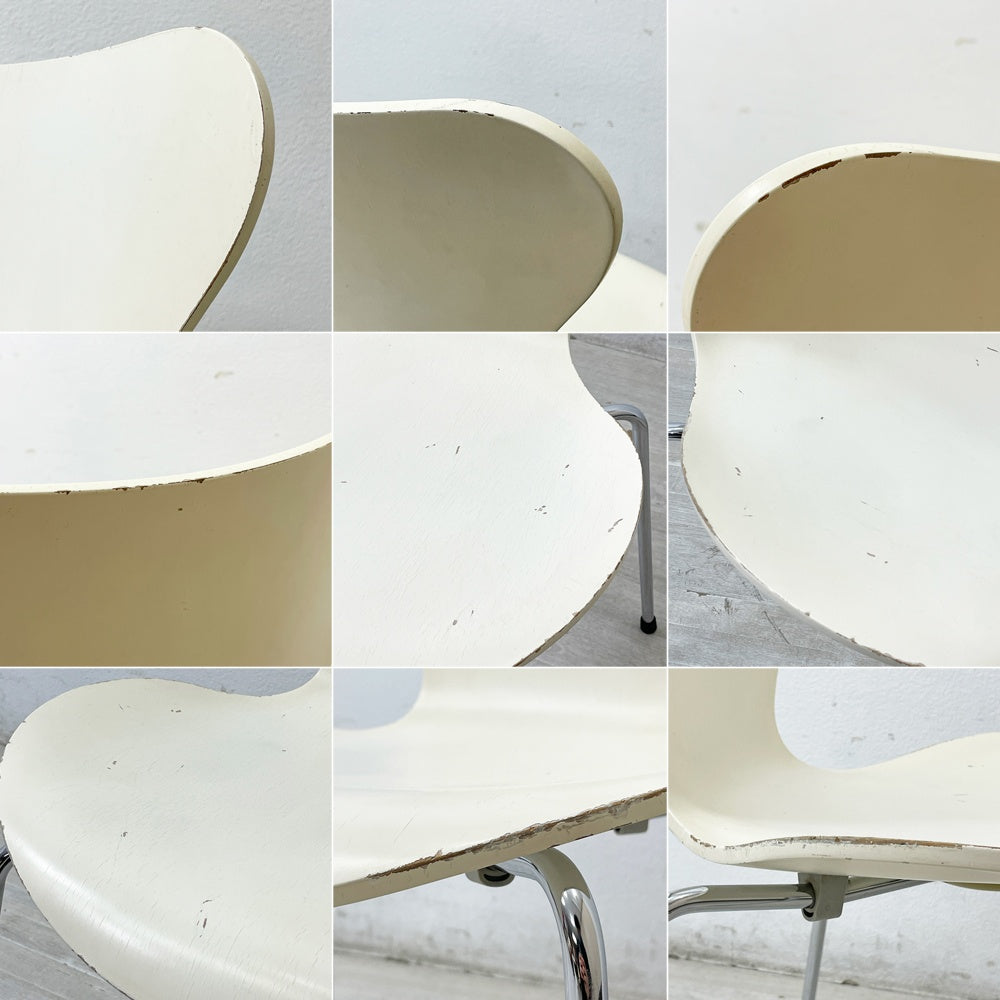 フリッツハンセン Fritz Hansen セブンチェア ホワイト ラッカー仕上げ アルネ・ヤコブセン スタッキングチェア 北欧 デンマーク B ●