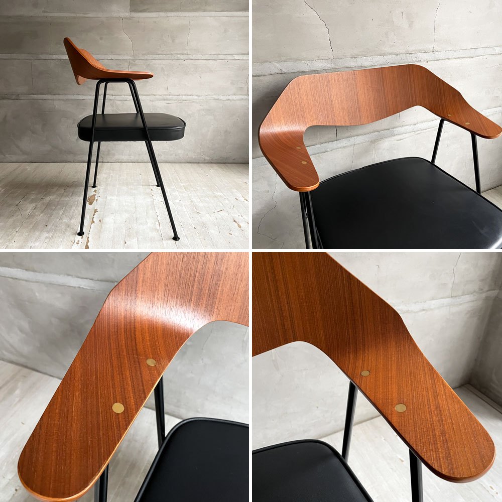 ケースファニチャー Case Furniture 675チェア ダイニングチェア アームチェア ウォールナット材 レザーシート ロビンデイ Robin Day ACTUS取扱 B ♪