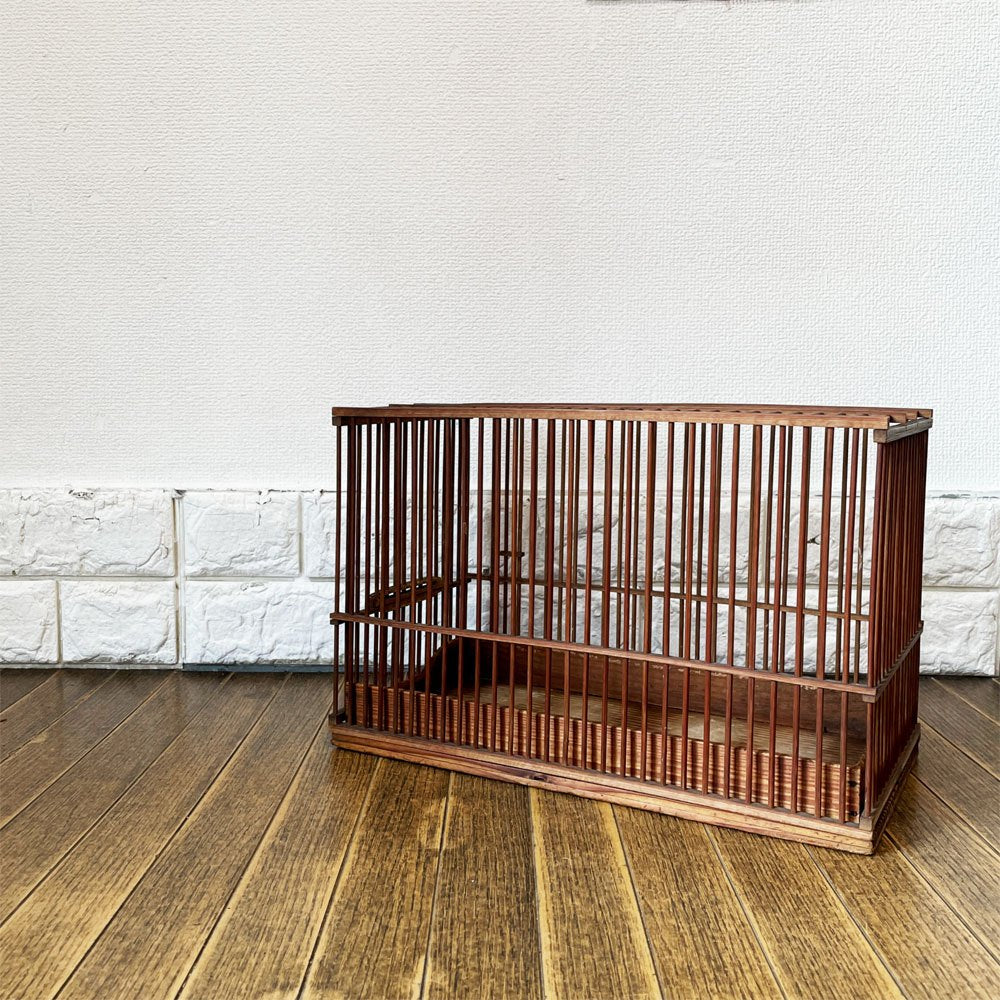 ビンテージ Vintage 鳥籠  竹籠 メジロ籠 ウグイス籠 W36 古家具 古道具 ◎
