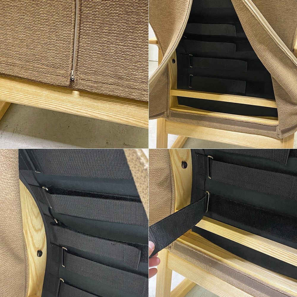 平田椅子製作所 HIRATA CHAIR ポーザハイ POSA Hi ラウンジチェア Lサイズ アッシュ無垢材 ファブリック ベージュ系  諸富家具 ●