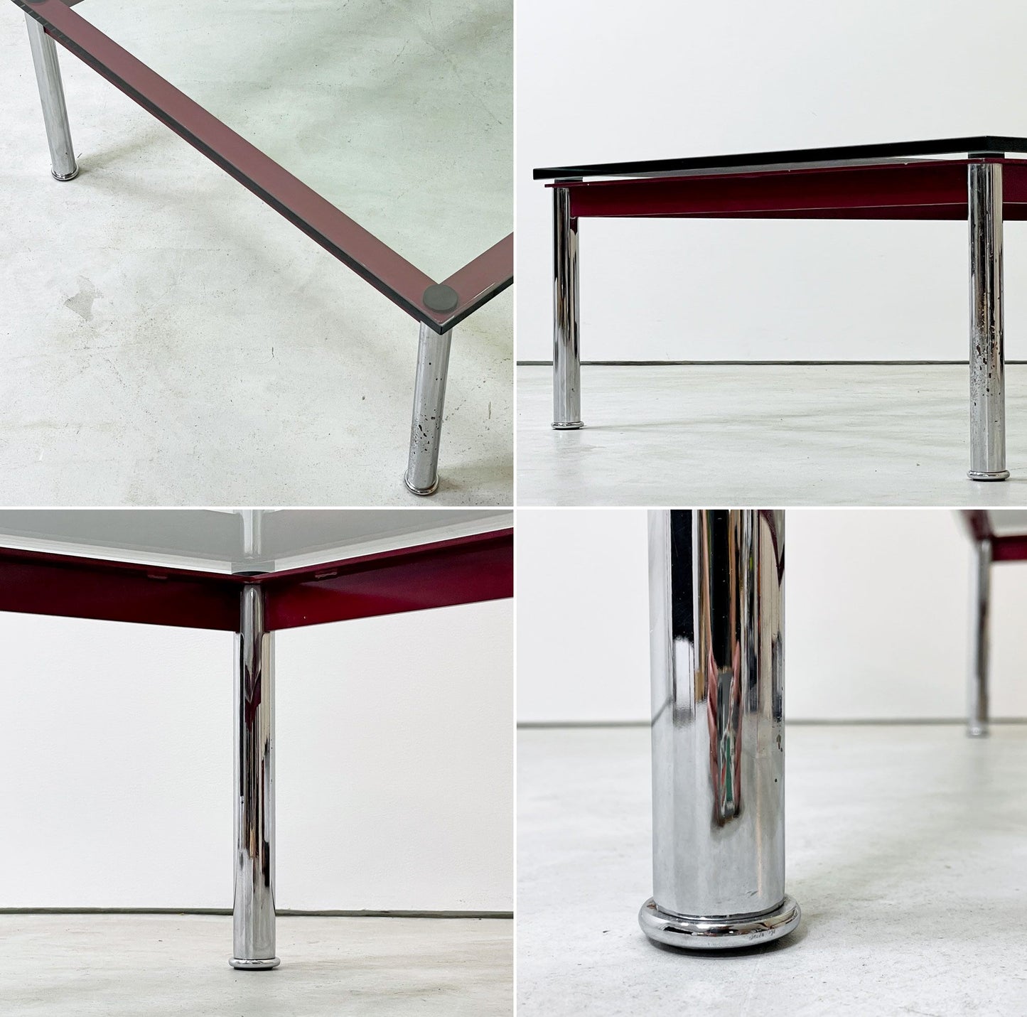 カッシーナ Cassina LC10-P ローテーブル センターテーブル コーヒーテーブル W120cm ガラス ボルドー ル・コルビジェ シャルロットペリアン ピエールジャンヌレ 廃番カラー ●