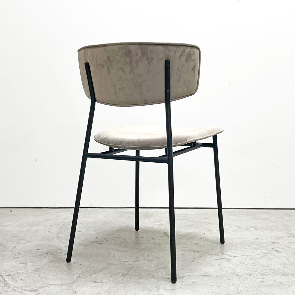 カリガリス Calligaris フィフティーズ FIFTIES ダイニングチェア サンドカラー×マットブラック ファブリック ベルベット スチール脚 モダンデザイン イタリア A ●