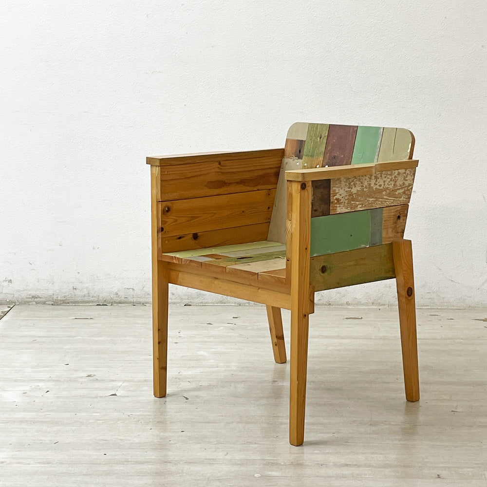 ピート・ヘイン・イーク Piet Hein Eek スクラップウッド アームチェア SCRAPWOOD ARM CHAIR オランダ 定価11万円 ●