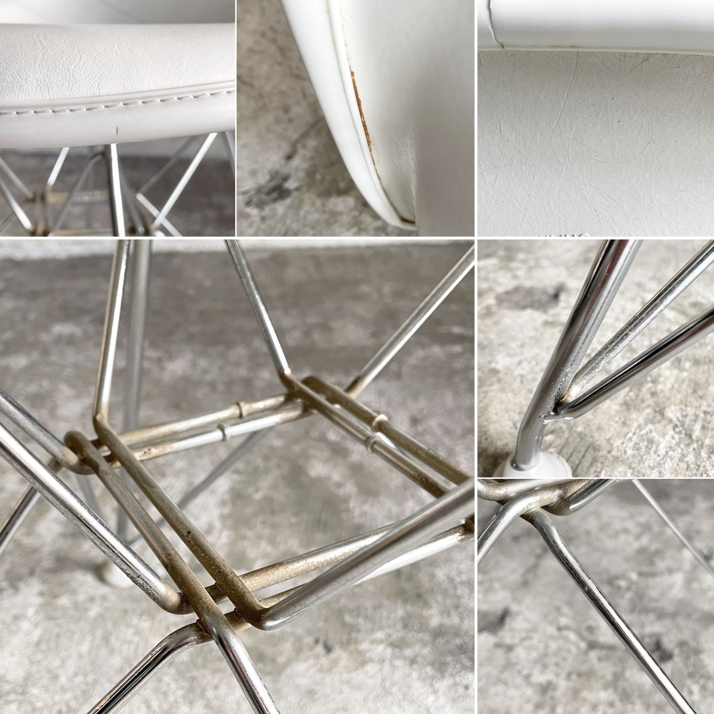 ハーマンミラー Herman Miller サイドシェルチェア サード 3rd ビンテージ FRP PVCレザー パーチメントカラー ロータイプ エッフェルベース イームズ ■