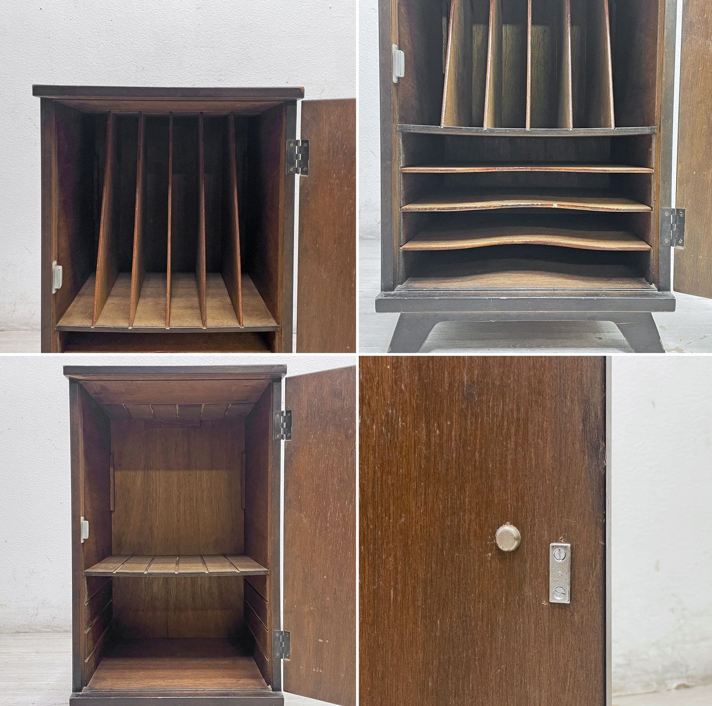 ビンテージ Vintage 木製 レコードキャビネット ラック 木味 小型収納 昭和レトロ ●