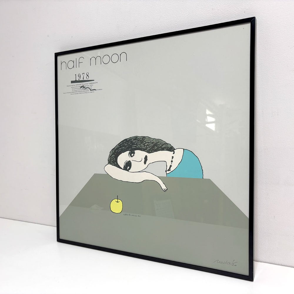 灘本唯人 harf moon シルクスクリーン 53×53cm イラストレーション 直筆サイン入り ed.5/20 額装品 ●