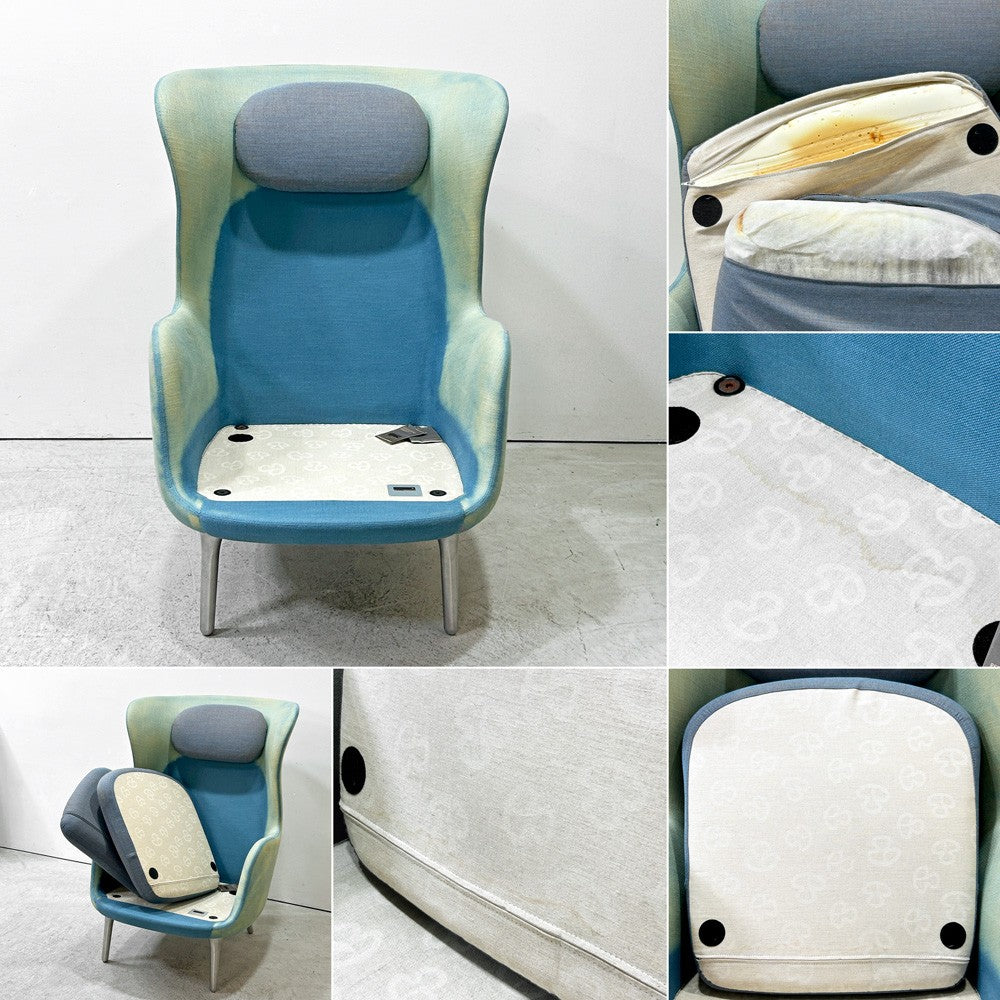 フリッツハンセン Fritz Hansen ロオチェア RO JH1 ラウンジチェア ファブリック Faded Denim Blue アルミベース ハイメ・アジョン 現行定価￥526,680以上 ●