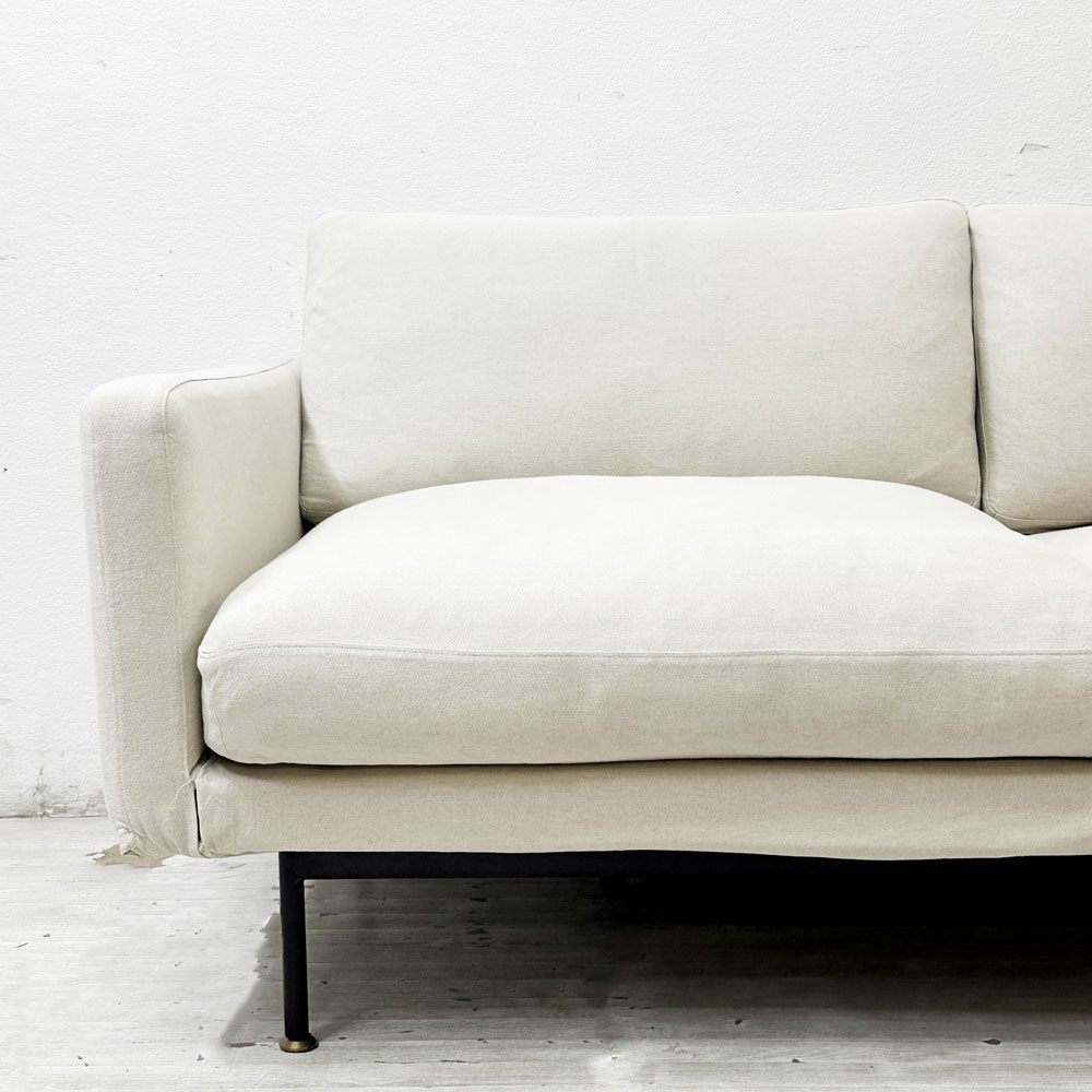 モモナチュラル Momo natural カレビ ソファ KALEVI SOFA 3P 3人掛け W175cm ホワイト系ファブリック シンプルモダンデザイン ●