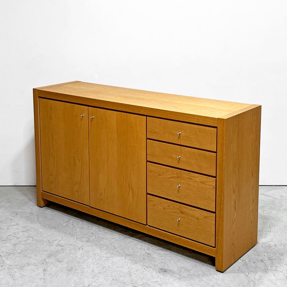 広松木工 HIROMATSU ベロイデア VEROIDEA チェスト&ドア サイドボード オーク材 4ドロワーズ W142cm アジャスター モダンデザイン 廃番 ●