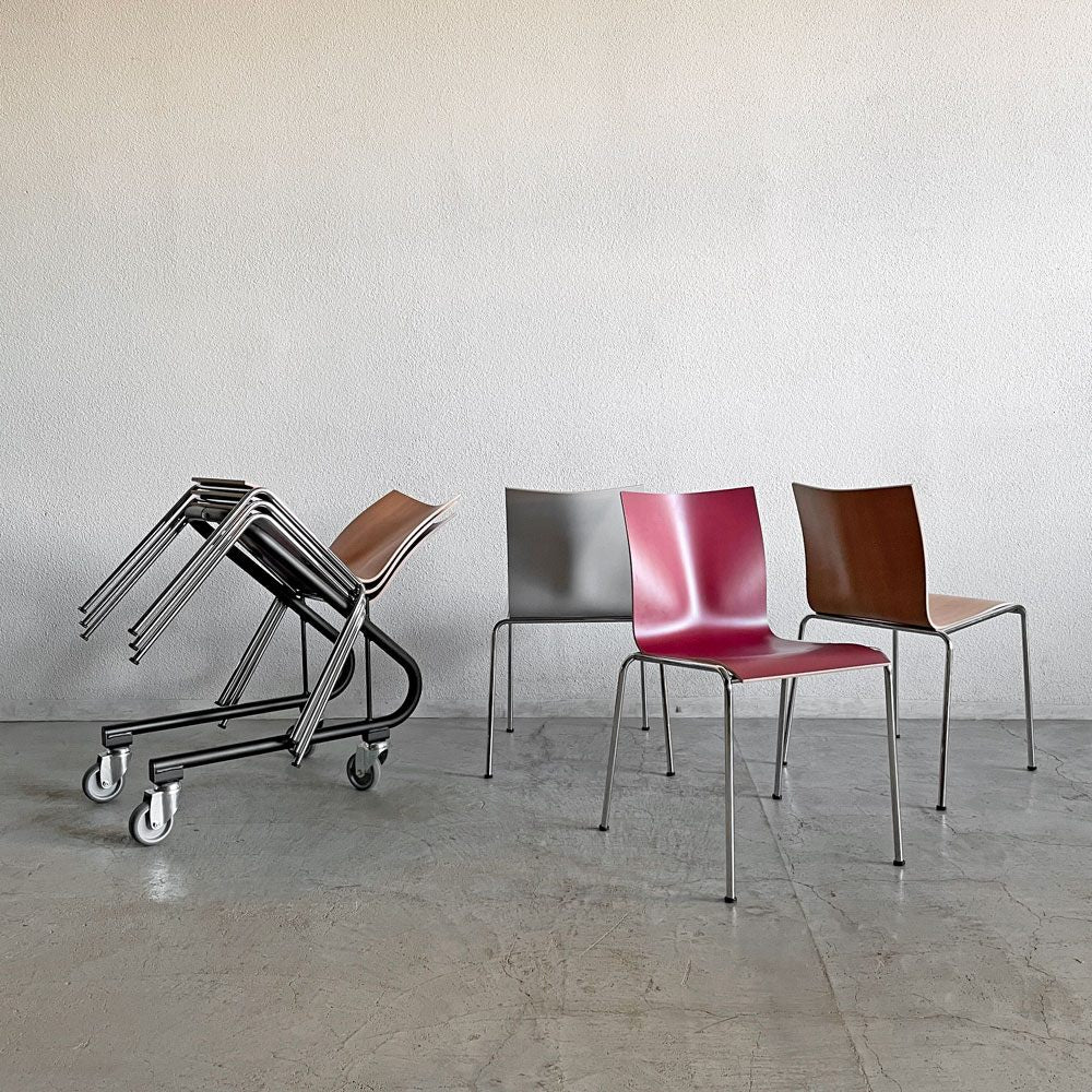 エンゲルブレヒト Engelbrechts チャリック CHAIRIK 101 スタッキングチェア 4本脚 バーチ材 3色 6脚セット 専用トローリー付 エリック・マグヌッセン 未使用保管品 〓