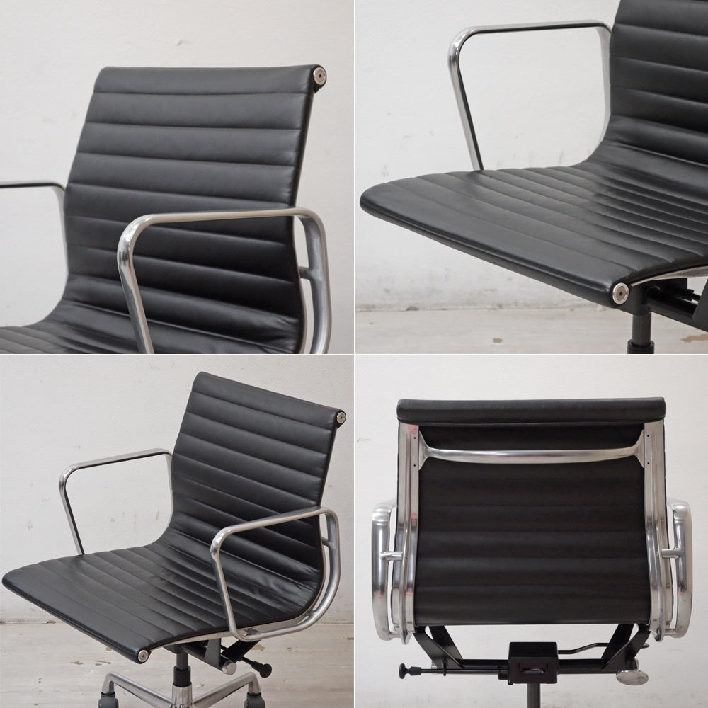 ハーマンミラー Herman Miller イームズアルミナムグループチェア マネージメントチェア アルミバフベース ガス圧昇降仕様 5本脚 キャスタータイプ 本革 イームズ C ●