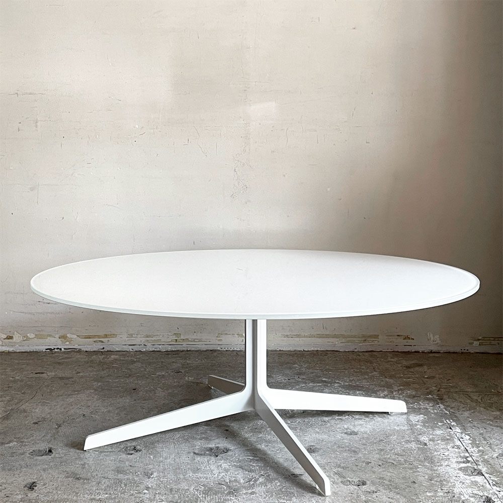 フリッツハンセン Fritz Hansen スペーステーブル SPACE TABLE コーヒーテーブル ローテーブル Φ100cm ラウンド ガラス天板 スチールレッグ イエス＋ラウブ 廃番 ■