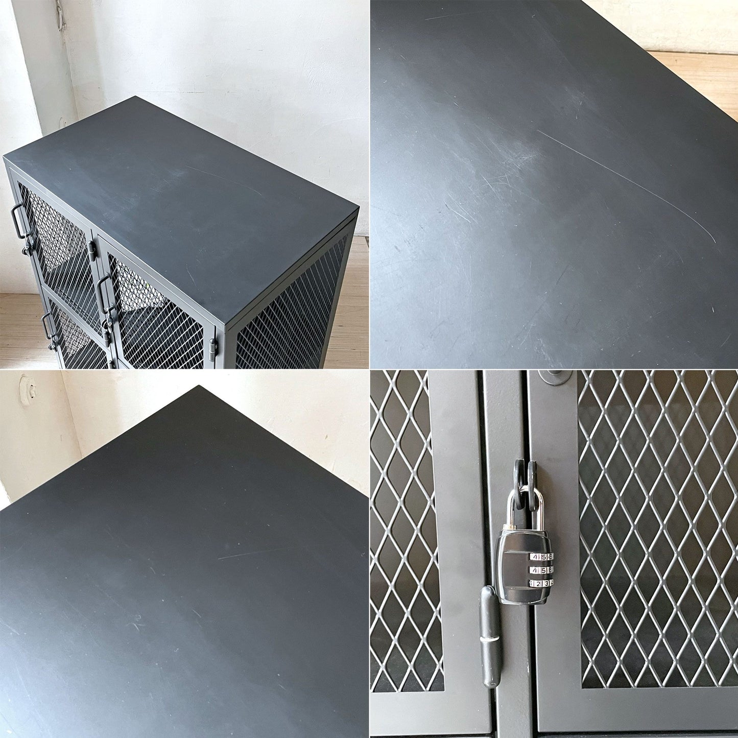 ジャーナルスタンダードファニチャー journal standard Furniture j.s.F  メッシュロッカー 2列2段 ブラック サイドキャビネット 南京錠付 ★
