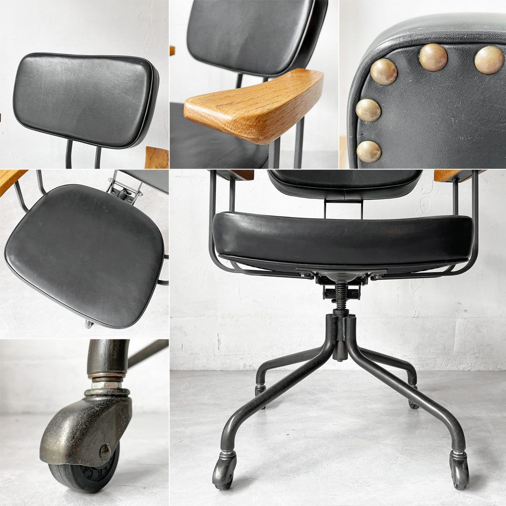 トラックファニチャー TRUCK FURNITURE デスクワークチェア DESKWORK CHAIR アーム付き 本革 昇降機能 キャスター付き 参考価格￥ 183,700- ★